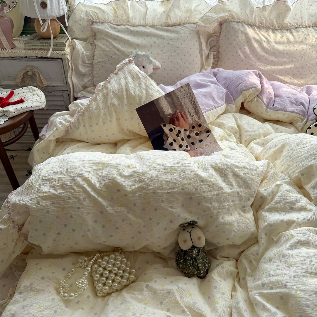 Ruffled Polka Dot Duvet Cover Set