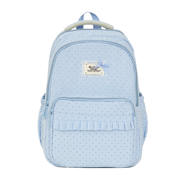 Polka Dot Patterned Backpack with Ruffle Accents Stornfield