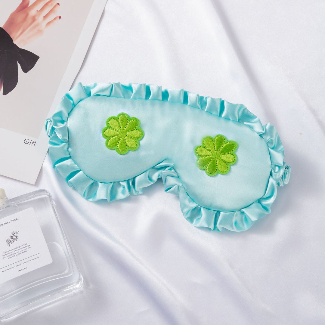 Women's embroidered satin sleep mask with gathered ruffled edge and soft padding Stornfield