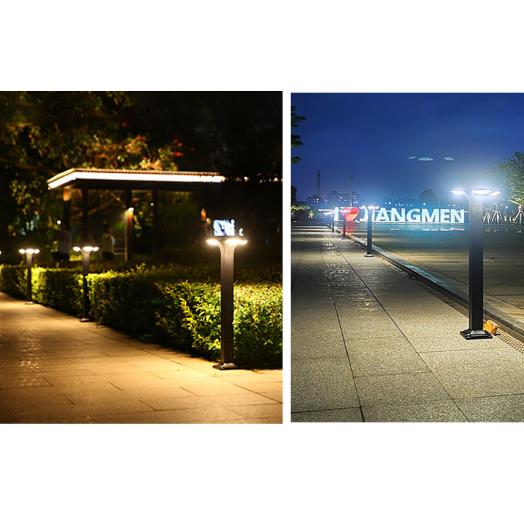 Solar-Powered Low-Profile LED Pathway Bollard Light With Dual Downlights And Anchor Base Stornfield