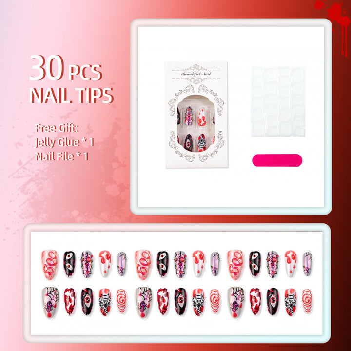 Spooky Themed Press-On Nail Art Set