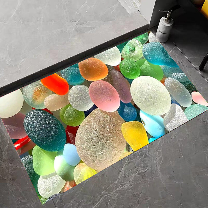 Artistic 3D Gemstone-Themed Bath Mat