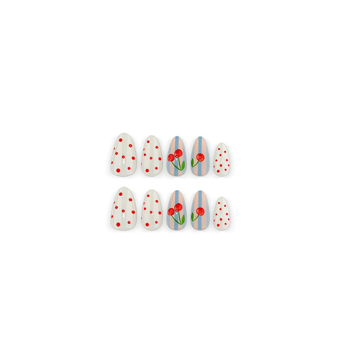 Creative art nails with cherry design Stornfield