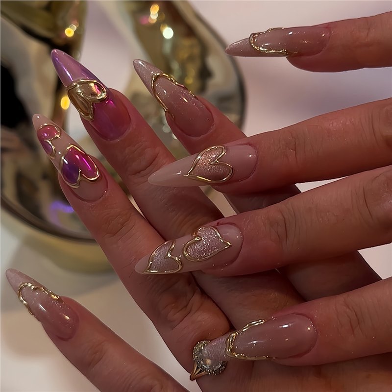 Heart-Shaped Decorative Press-On Nails Stornfield