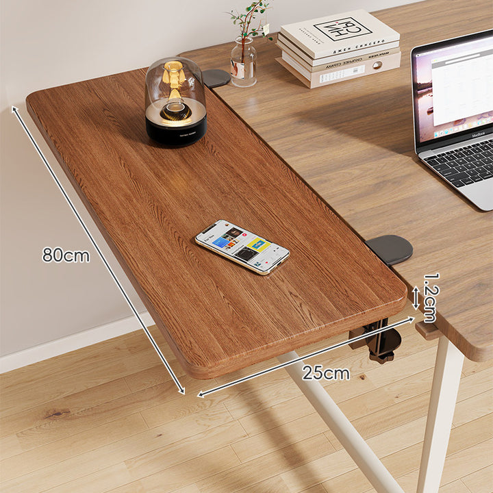 Clamp-On Adjustable Wooden Desk Side Shelf Extension with Foldable Bracket