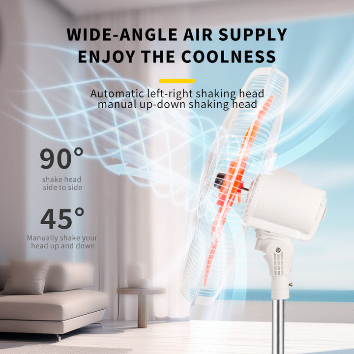 Unisex nan adjustable stand fan with solar panel, brushless motor, USB charging port and LED emergency light Stornfield