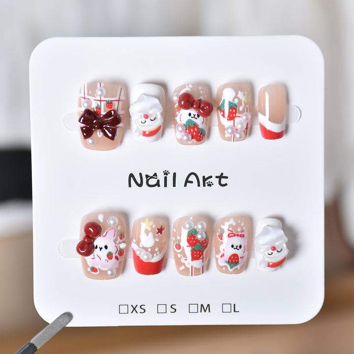 Whimsical Character-Themed Press-On Nail Art Stornfield