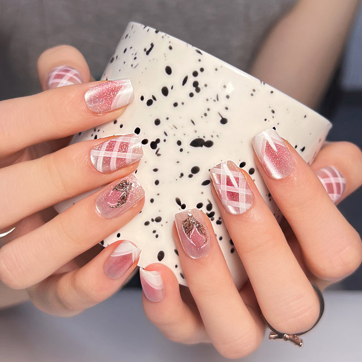 Nail art set with glamorous glitter and diagonal design Stornfield