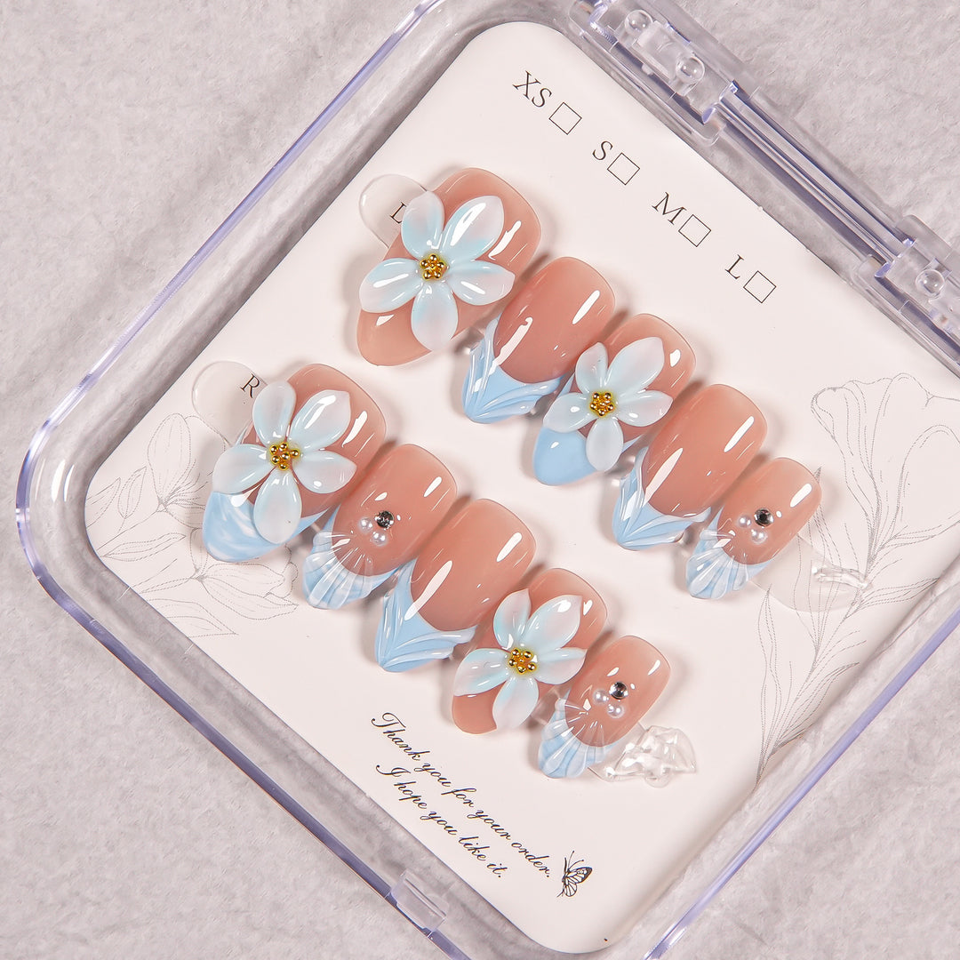 Floral Decorative Press-On Nail Enhancements