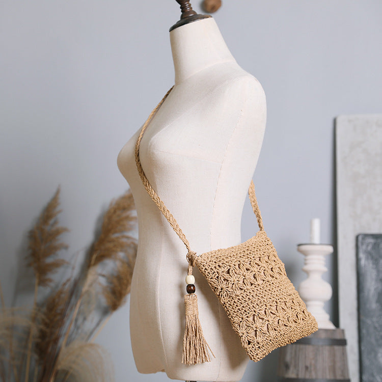 Handmade macrame shoulder bag with tassel detail Stornfield