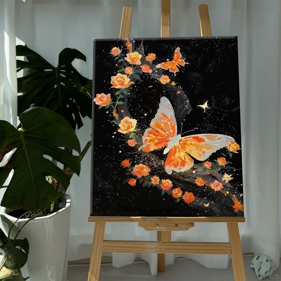 Colorful Butterfly and Floral Canvas Art Print Stornfield