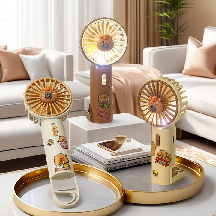 Women Portable Hand Fan with Cute Bear Design and LED Lighting Stornfield