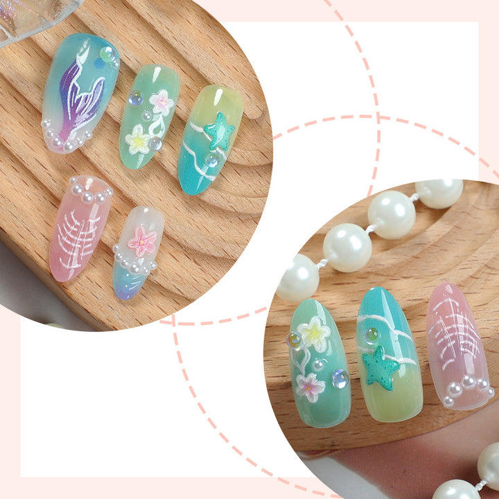 Artistic Underwater-Themed Press-On Nails Stornfield