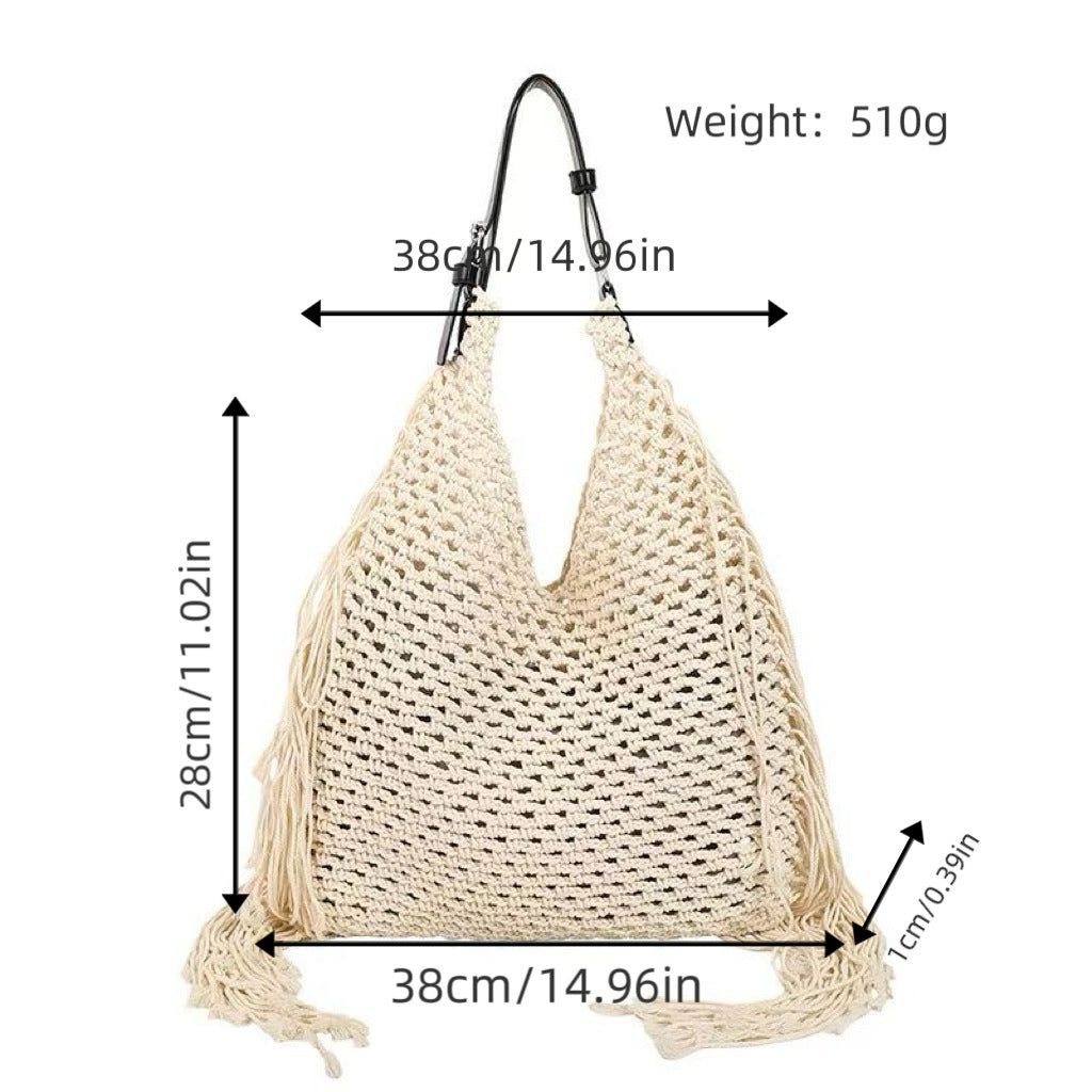 Structured beach bag with fringe details Stornfield