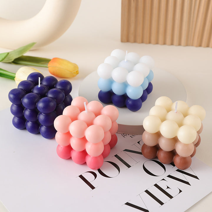 Ombre Bubble-Cluster Cube Scented Soy Candle Decorative Centerpiece