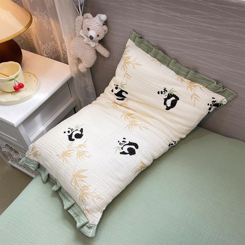 Cozy reading pillow with ruffles and muslin cotton cover