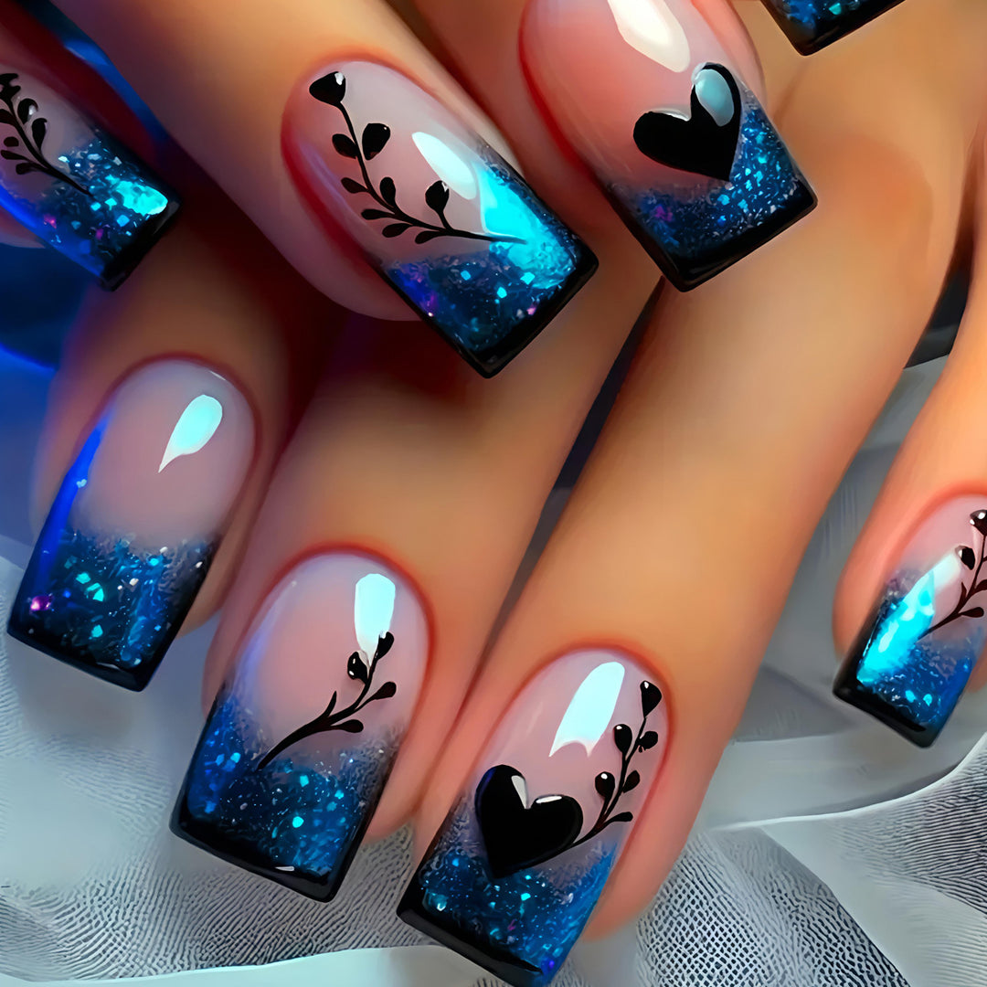Glamorous Artificial Nails with Shimmering Ombre Design Stornfield