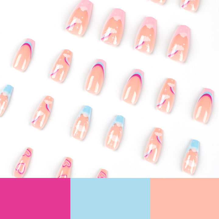 Artificial nail art with rainbow design Stornfield