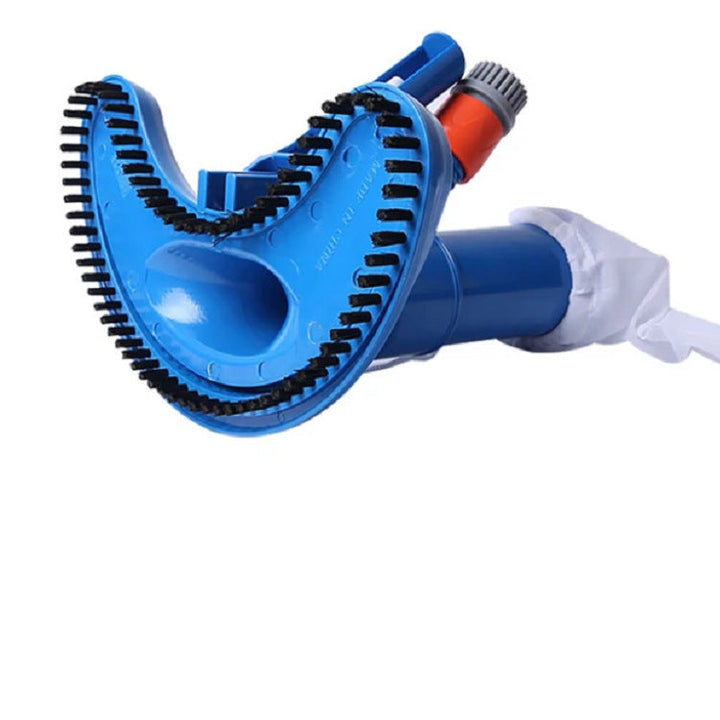 Telescopic pool vacuum head with heavy duty scrubbing bristles and fine mesh debris collection bag Stornfield