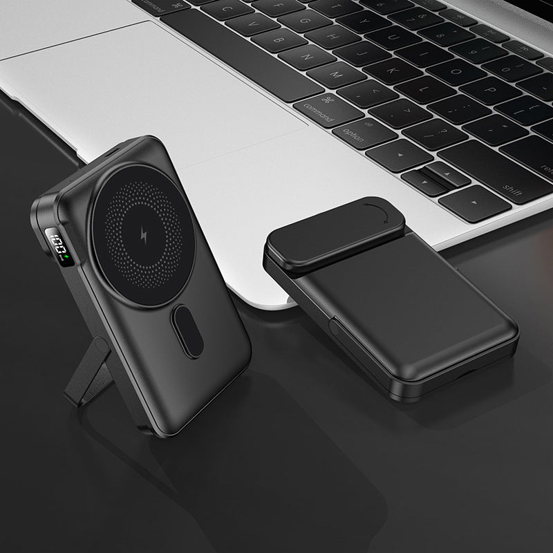 Portable power bank with integrated stand function and digital charging status display Stornfield