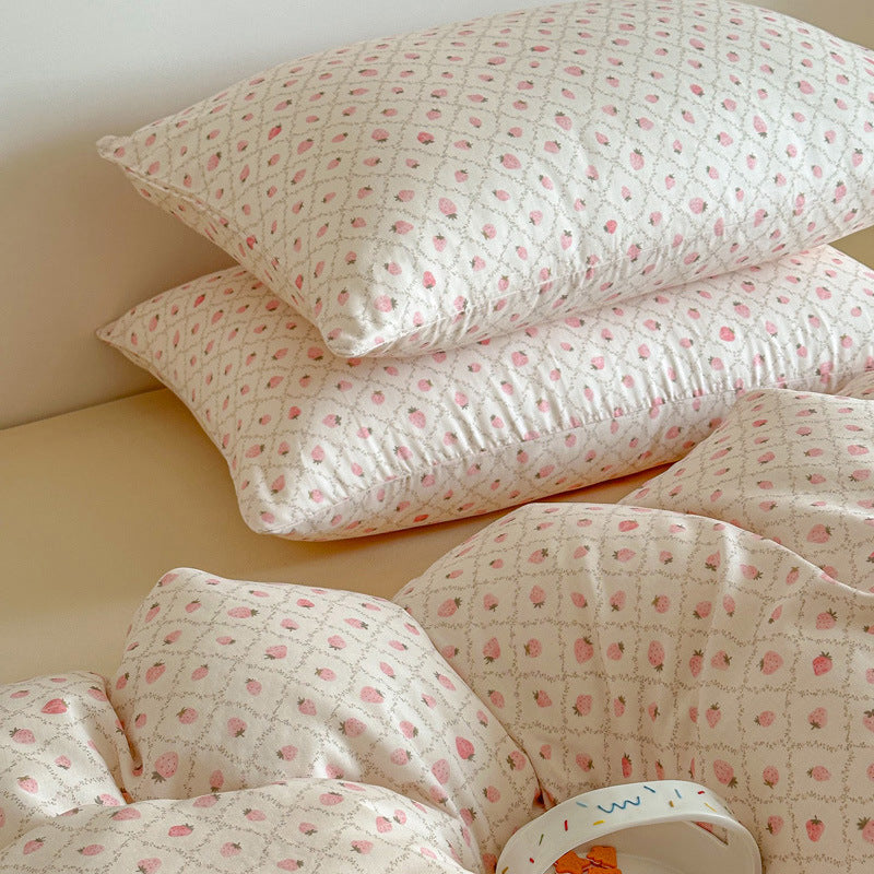 Plaid Cotton Sateen Duvet Cover and Pillowcase Bedding Set