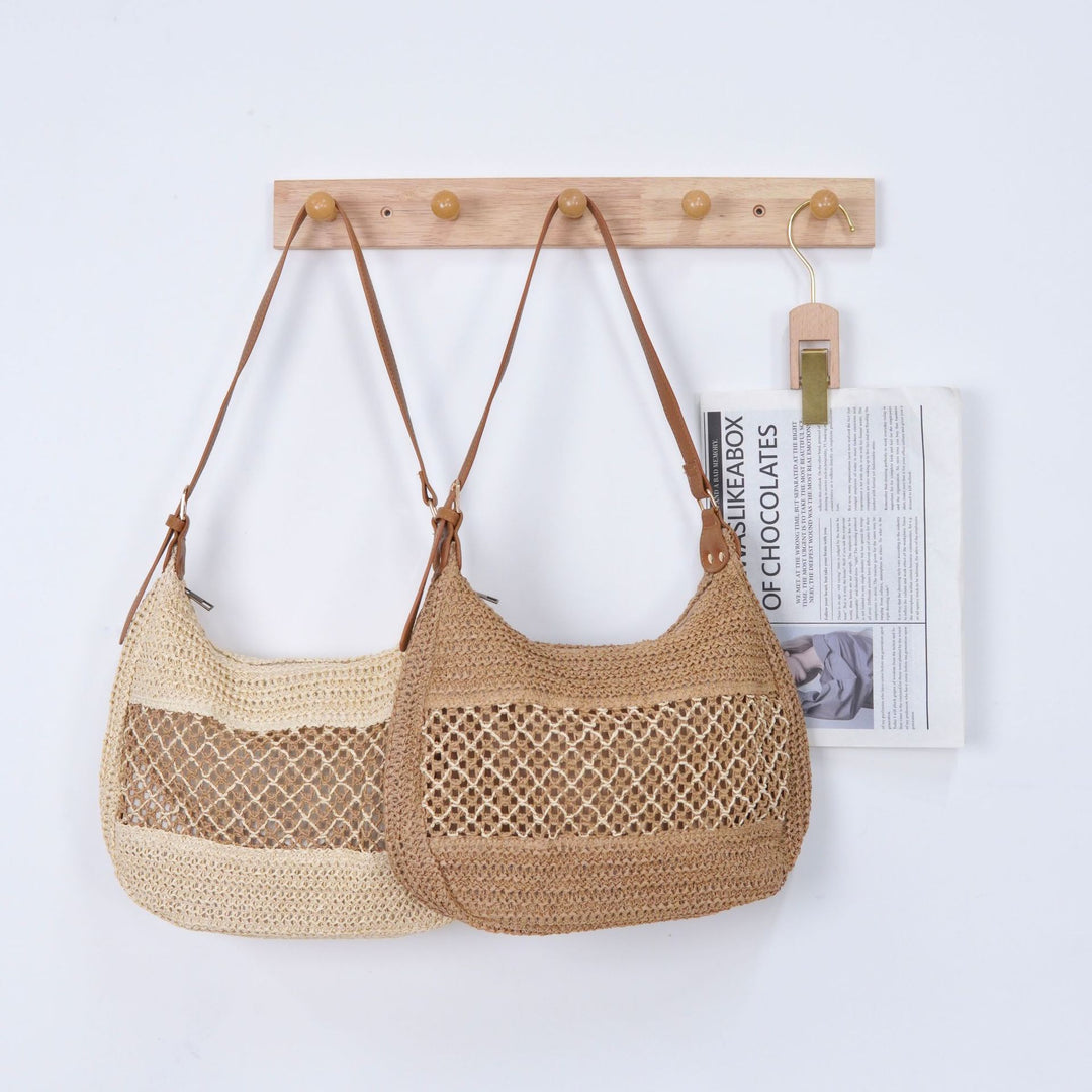 Elegant mesh shoulder bag with leather accents Stornfield