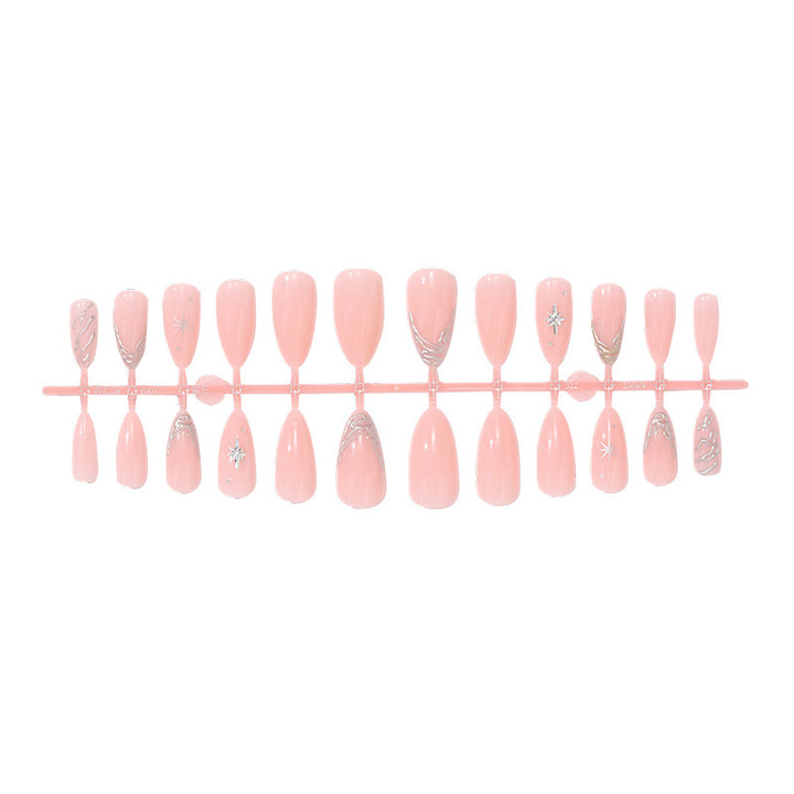 Creative Nail Art Set with Delicate Flower and Glitter Accents Stornfield