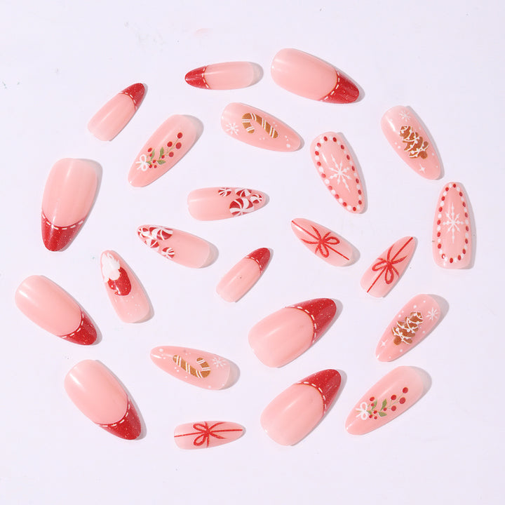 Artificial nail set with festive motifs and glitter accents Stornfield
