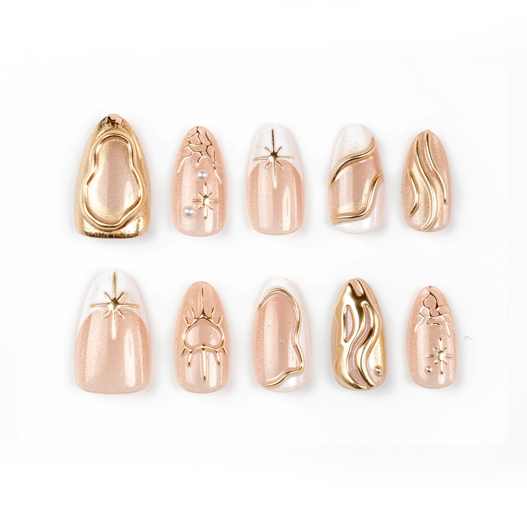 Artistic 3D Nail Tips with Glitter and Bead Decoration Stornfield