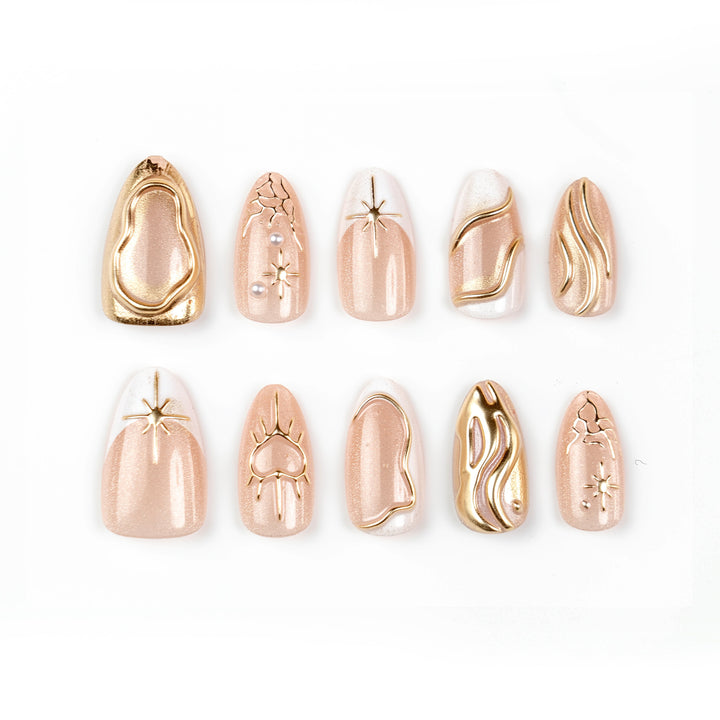 Artistic 3D Nail Tips with Glitter and Bead Decoration Stornfield