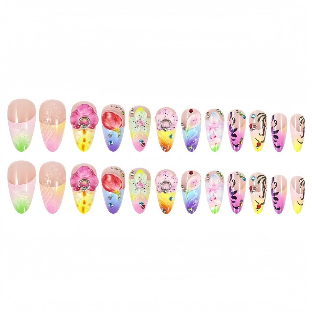 Artistic Hand-Painted Nail Art Extensions Stornfield
