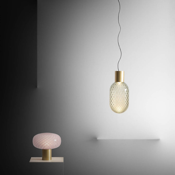 Glass Mushroom Table Lamp with Decorative Base