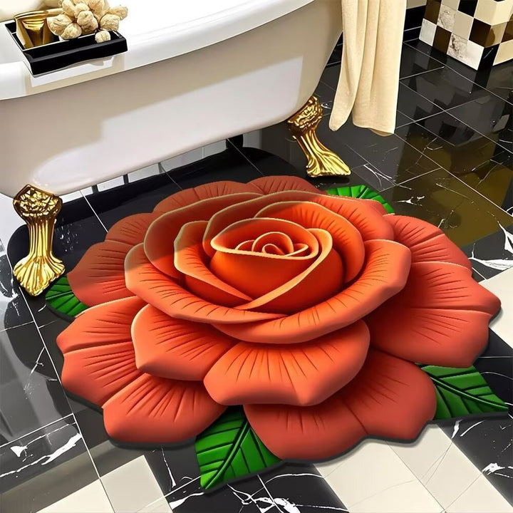 3D Floral Design Bath Mat