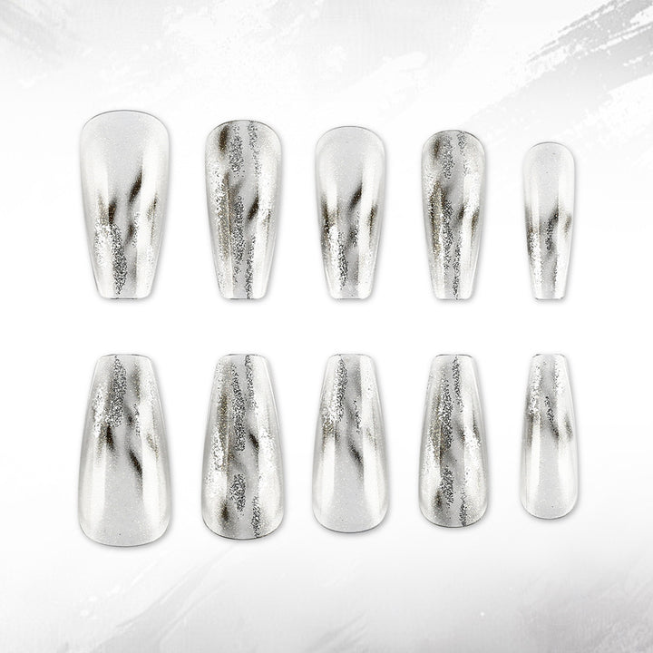 Elegant Metallic Finish Press-On Nails Stornfield