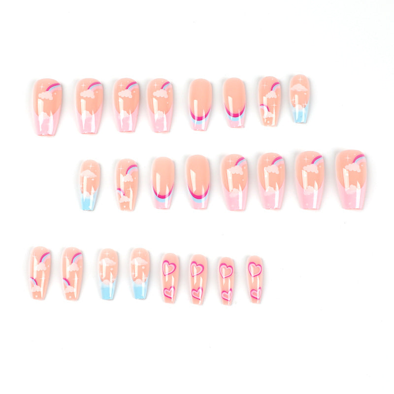 Artificial nail art with rainbow design Stornfield