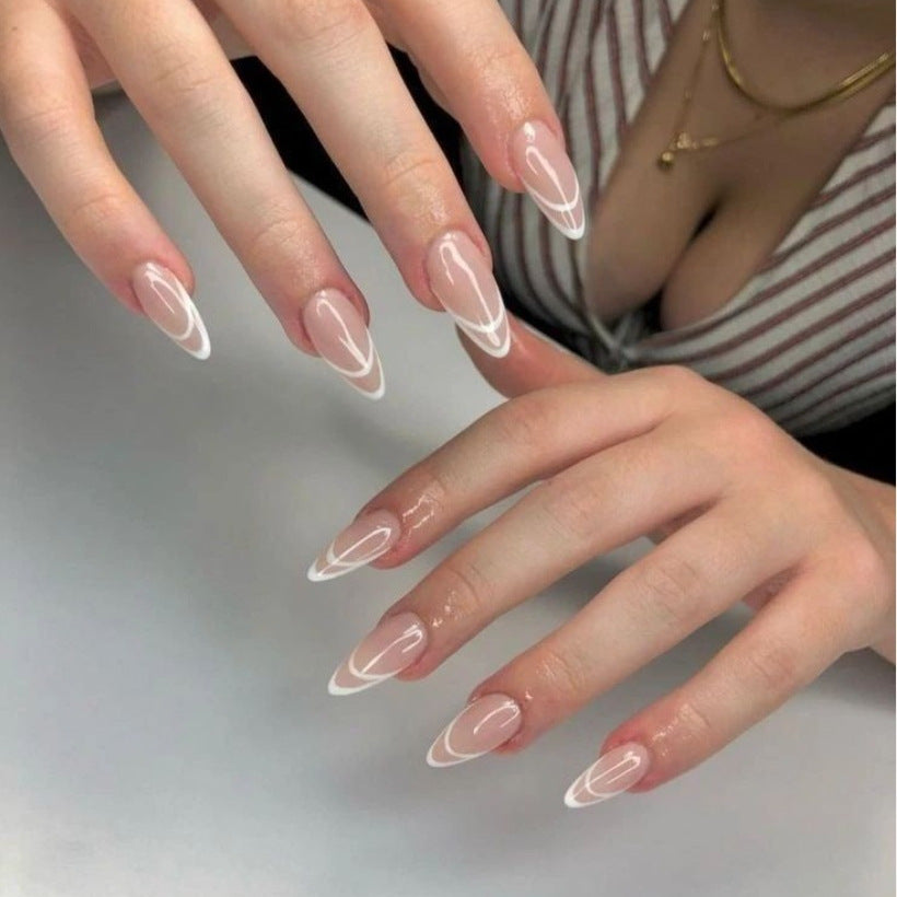 Almond-Shaped Press-On Nails with Elegantly Curved French Tips Stornfield