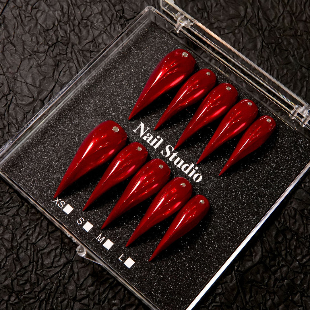 Stiletto Press-On Nail Set with Gem Accents