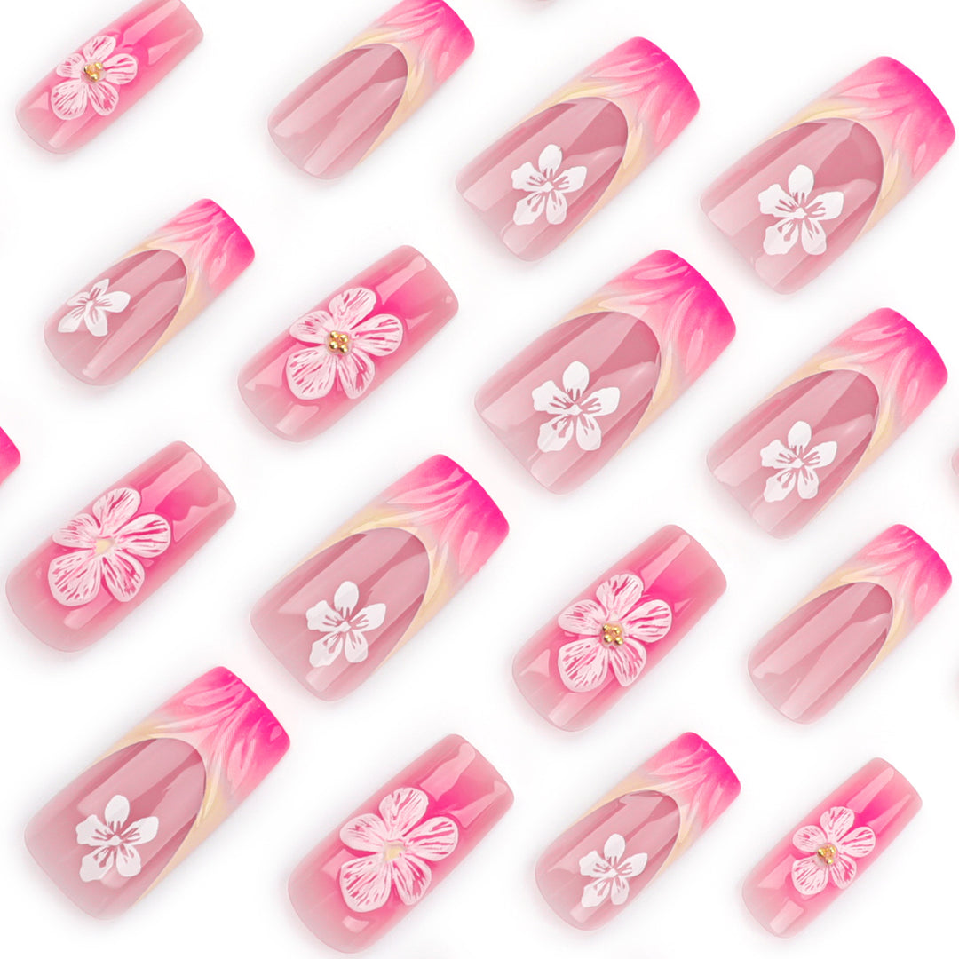 Artistic Nail Extensions with Floral Designs Stornfield