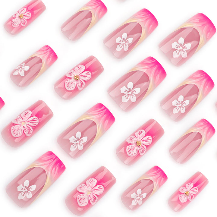 Artistic Nail Extensions with Floral Designs Stornfield