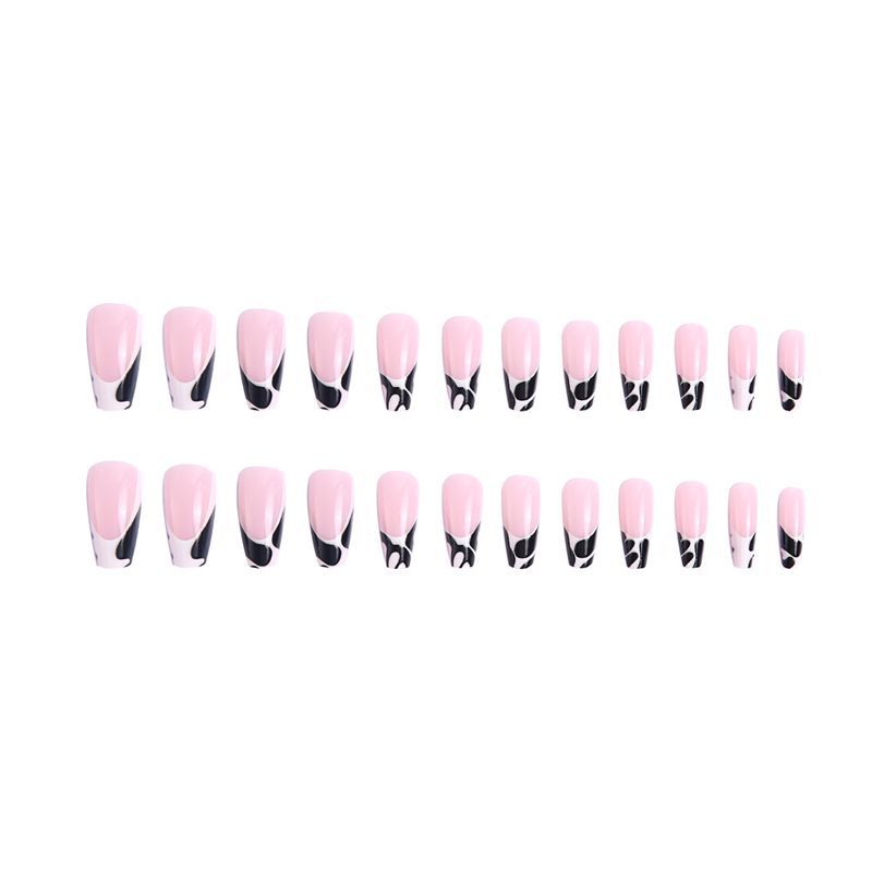 Exclusive artificial nails with elegant black and white patterns Stornfield