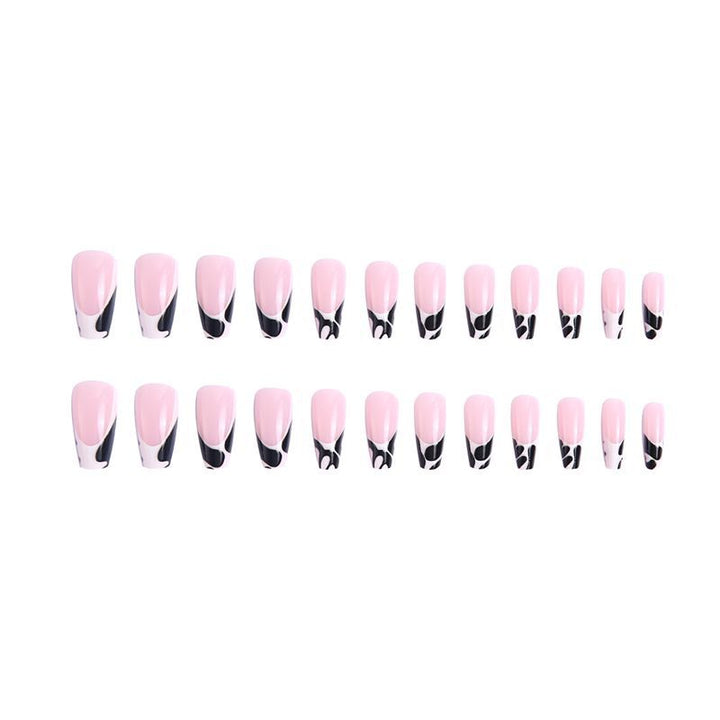 Exclusive artificial nails with elegant black and white patterns Stornfield