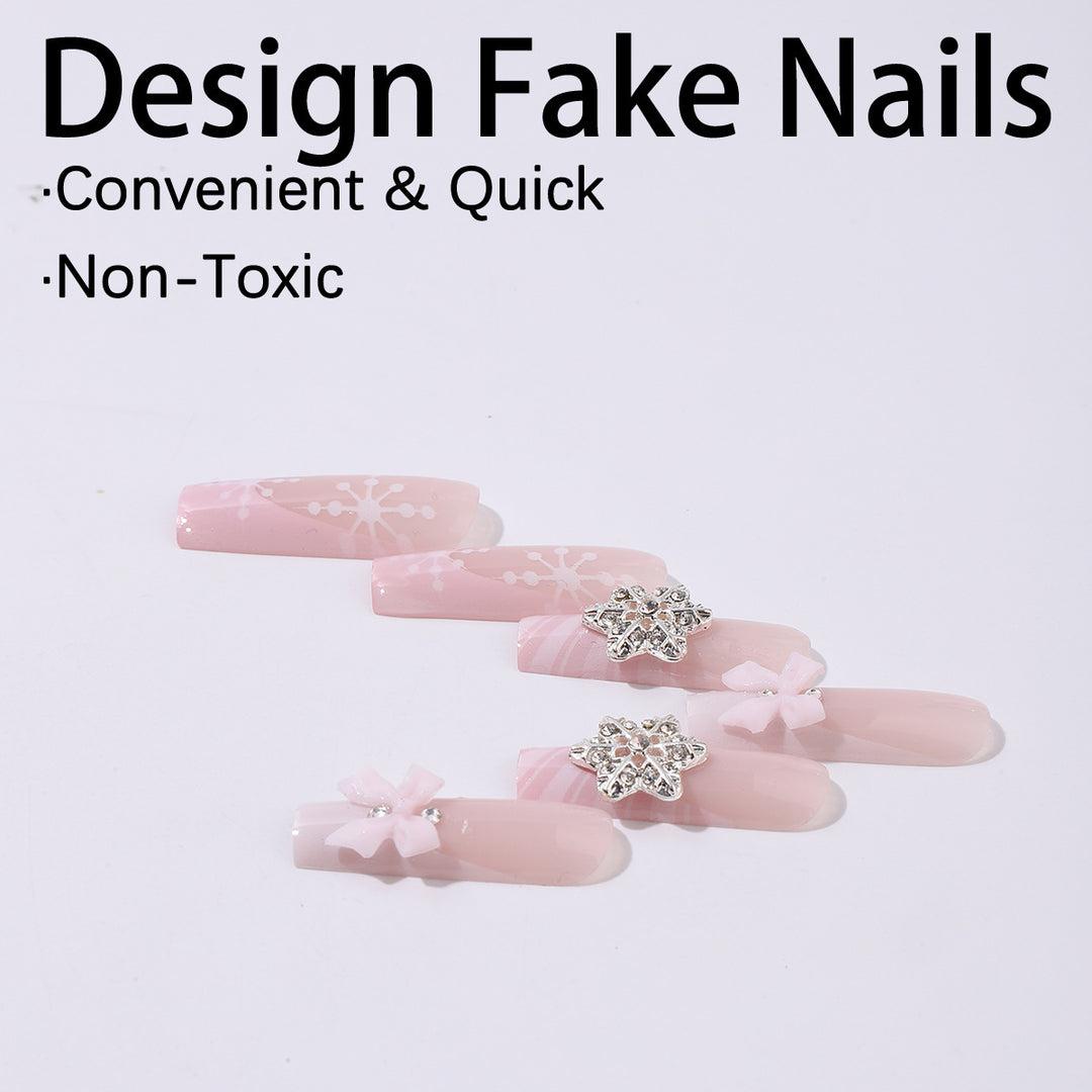 Creative nail art set with filigree snowflake and bow decorations Stornfield
