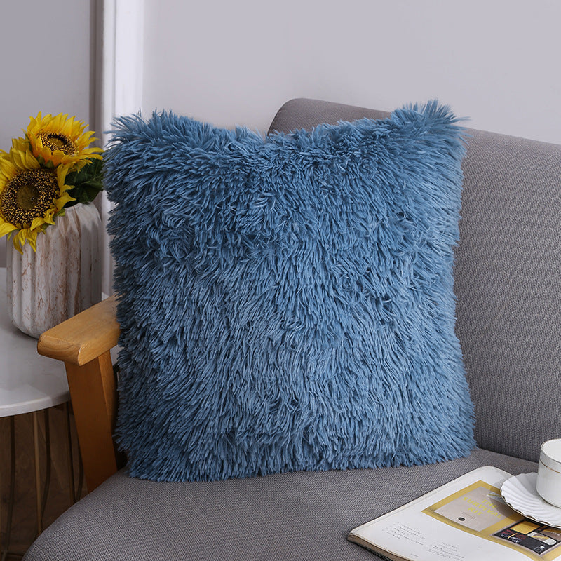 Plush Faux Fur Square Decorative Pillow Cover with Hidden Zipper and Long Pile