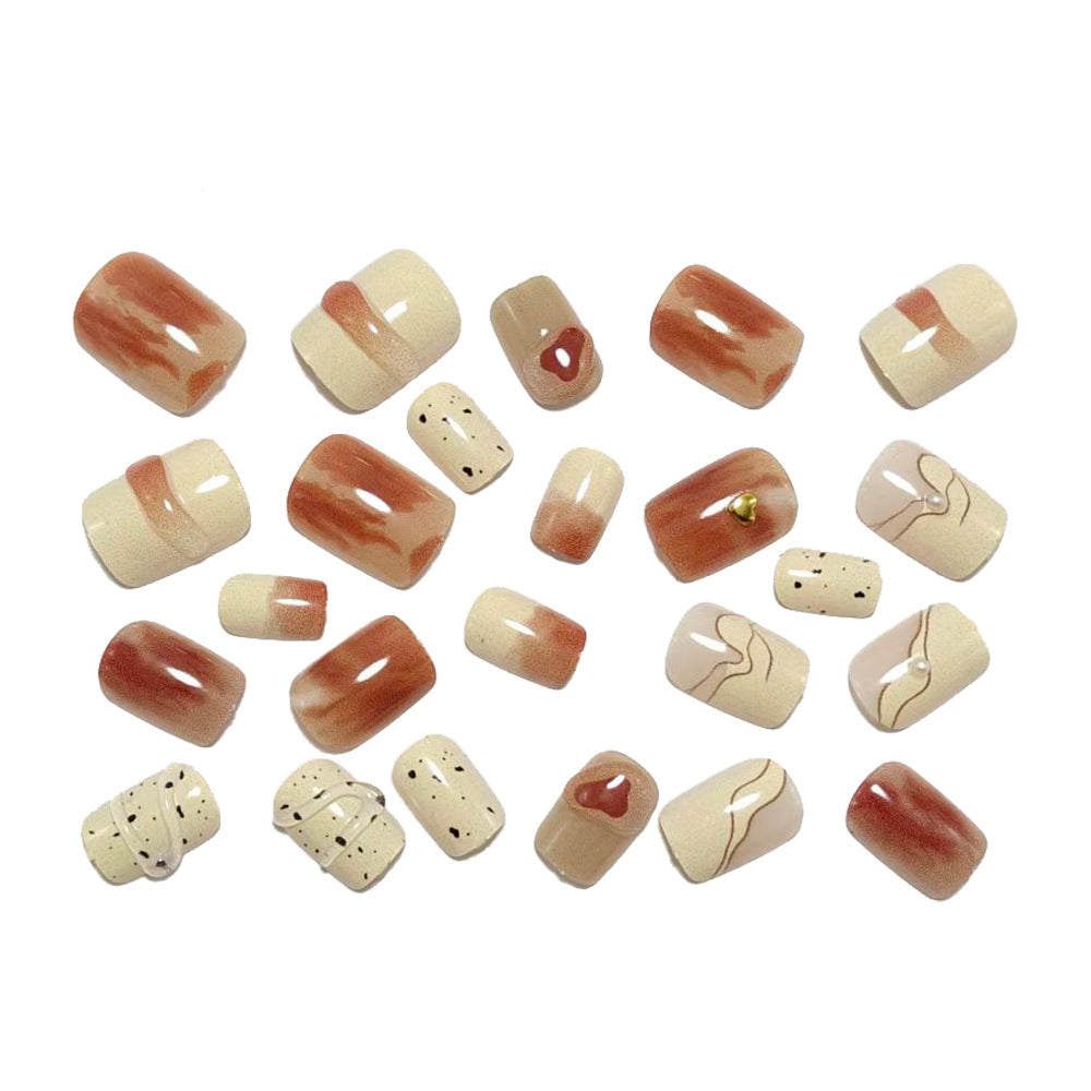 Artificial Nail Set with Marbled Design and Glitter Effects Stornfield