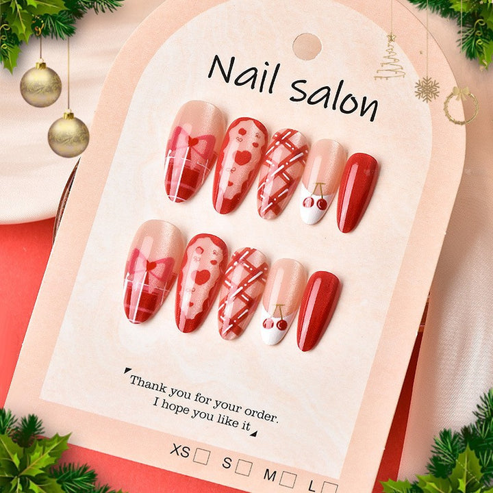 Artificial nail set with playful heart and cherry motifs Stornfield