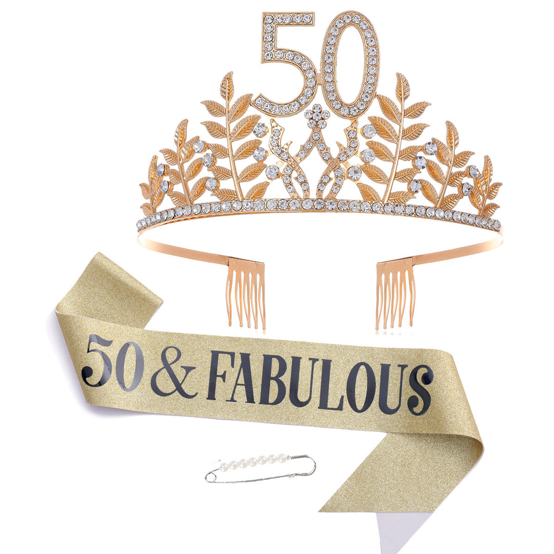 Women's Glamorous Birthday Crown with Shining Rhinestones Stornfield