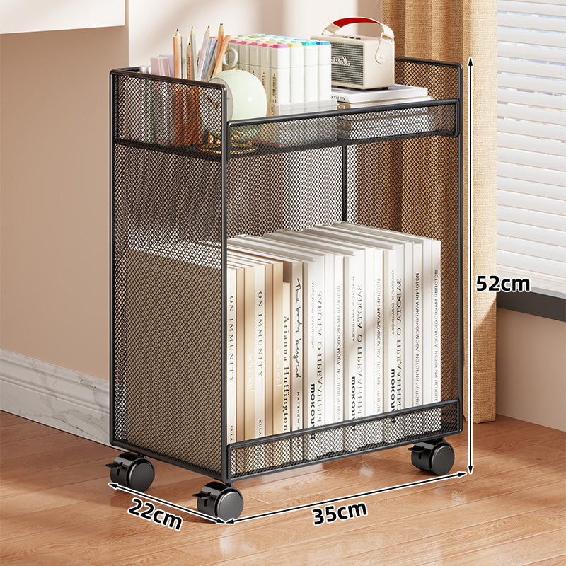 Vertical Grid-Mesh Double-Layer Desktop Book and Stationery Organizer
