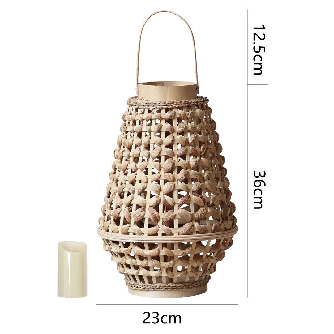 Elegant lantern made of braided rattan Stornfield
