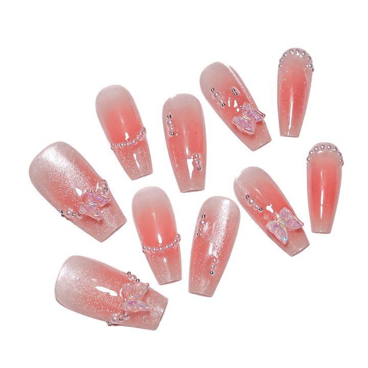 Glamorous artificial nails with elegant bow and butterfly design Stornfield