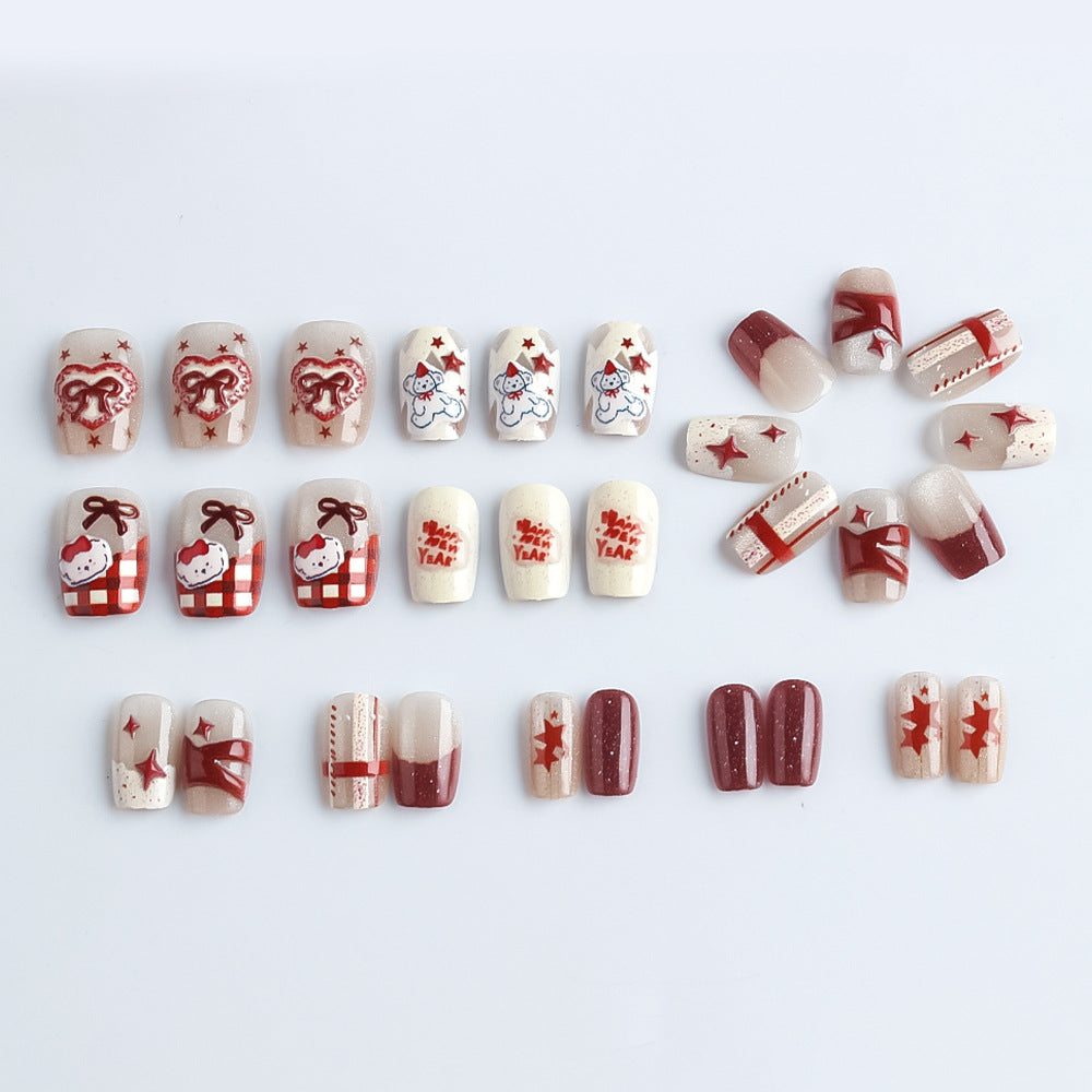 Festive Winter-Themed Press-On Nails Stornfield